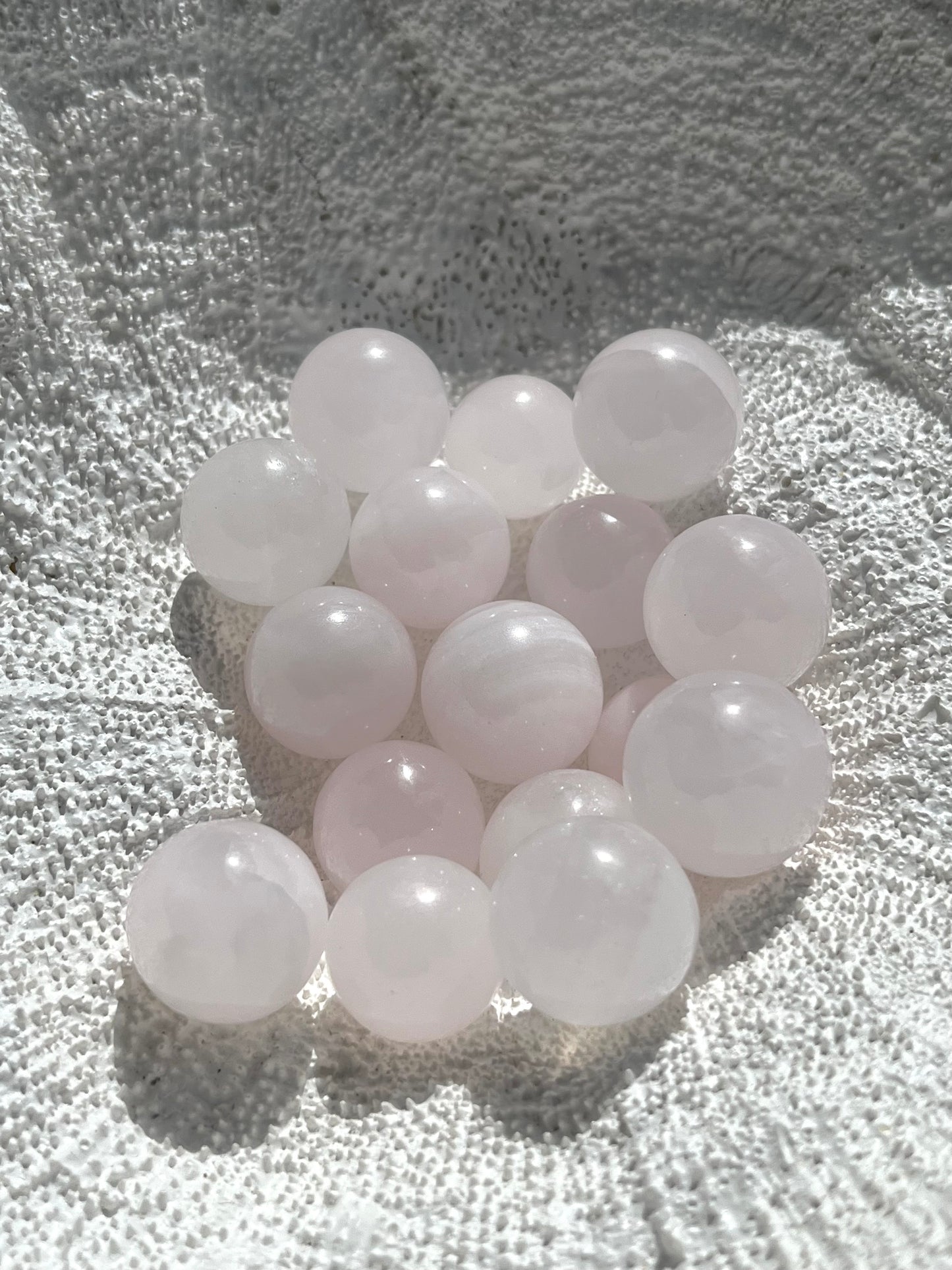 Pink Mangano Calcite Mini Spheres (50g pack)