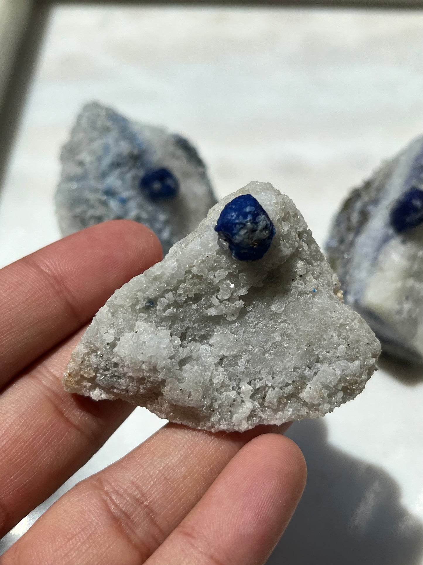 Lazurite specimen on white marble matrix w/ pyrite (Quality 1) - Lot 5