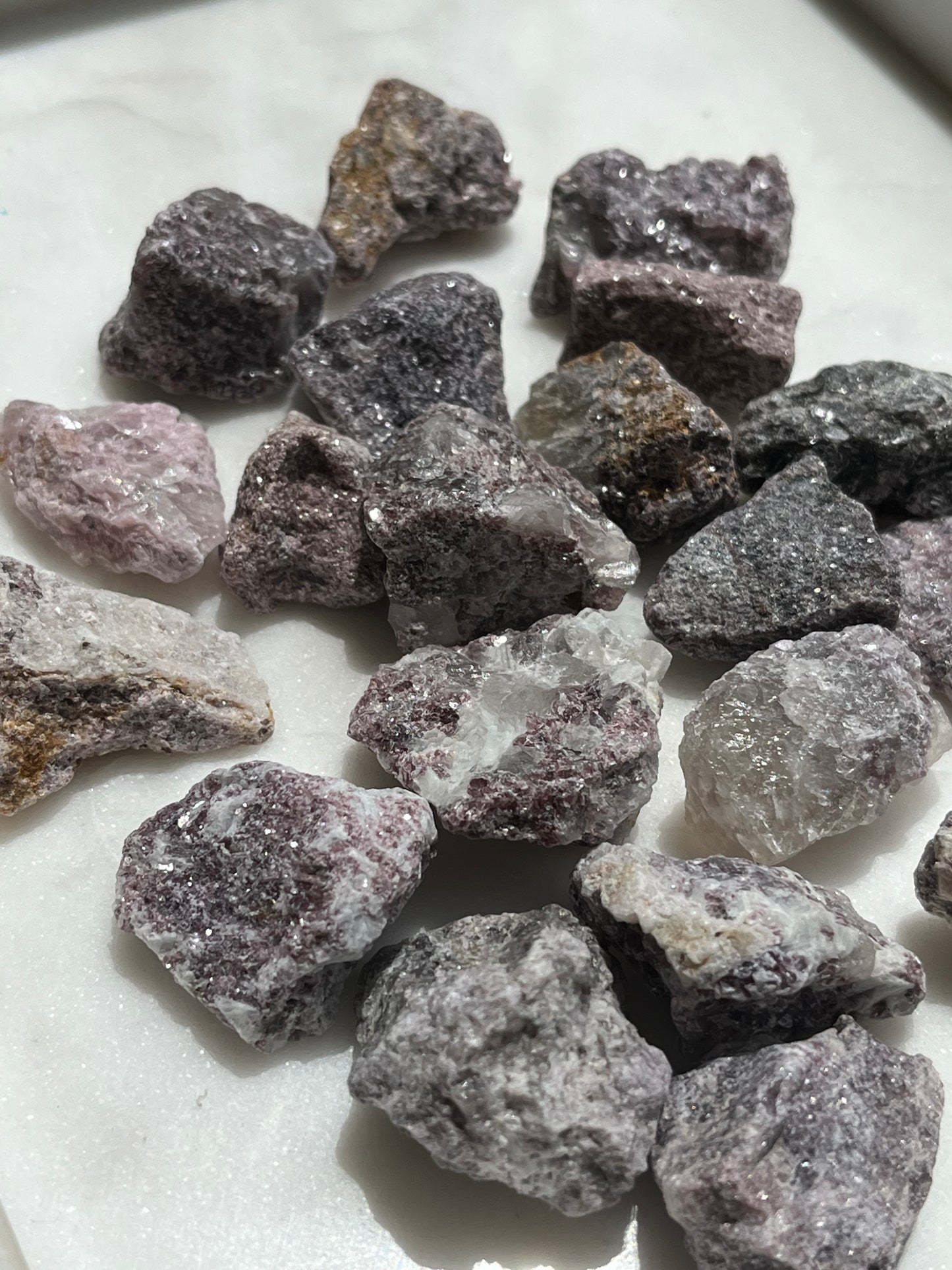 Lepidolite & Quartz Raw Stones (250g pack)