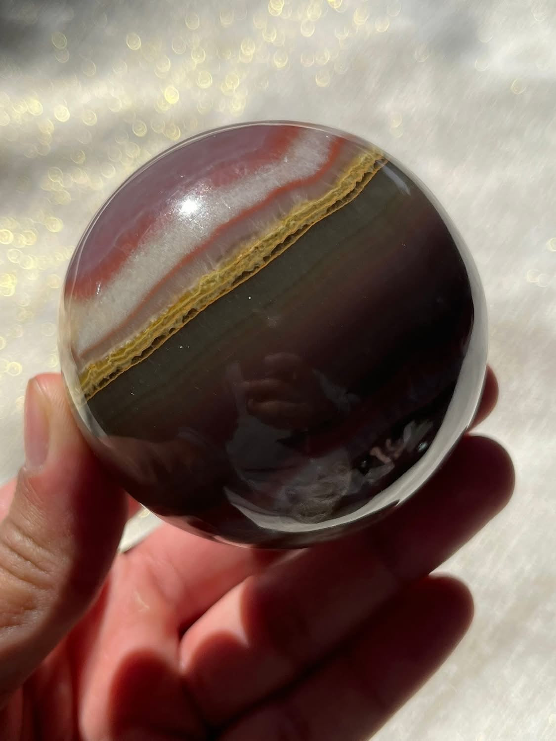 High Grade Pink Banded Calcite Sphere
