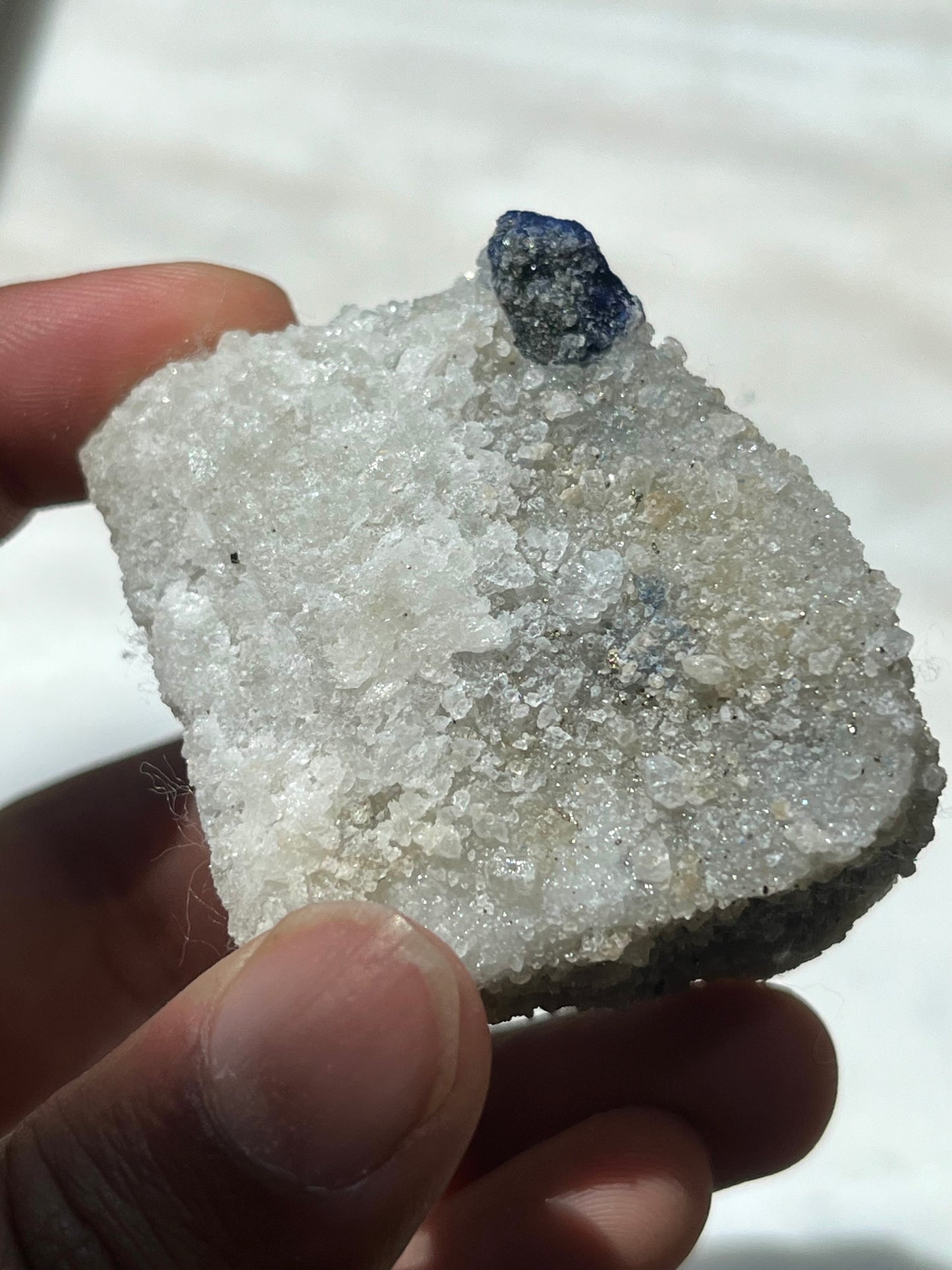 Lazurite specimen on white marble matrix w/ pyrite (Quality 2) - Lot 10