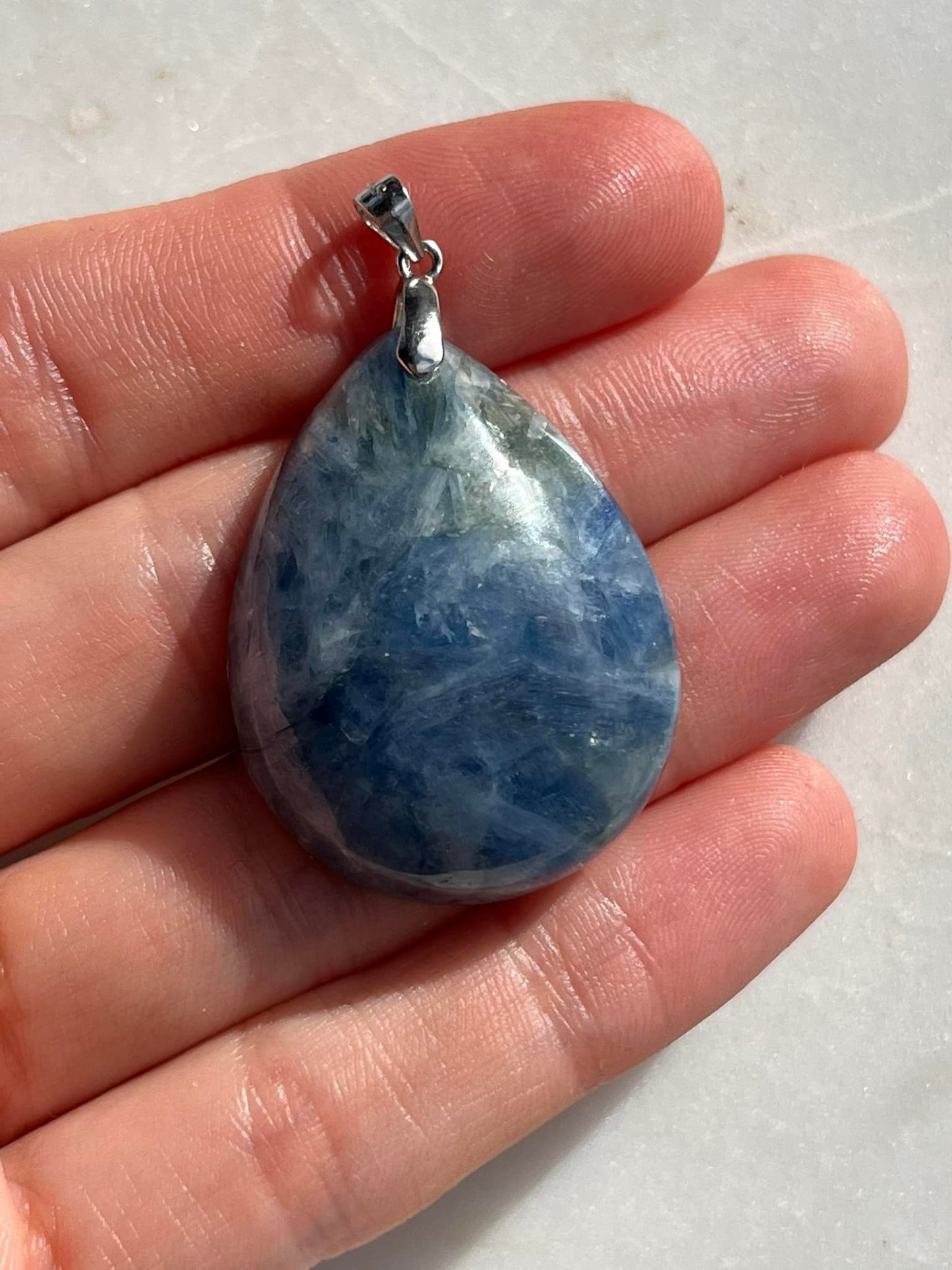 Kyanite Teardrop Pendant in 925 Sterling Silver