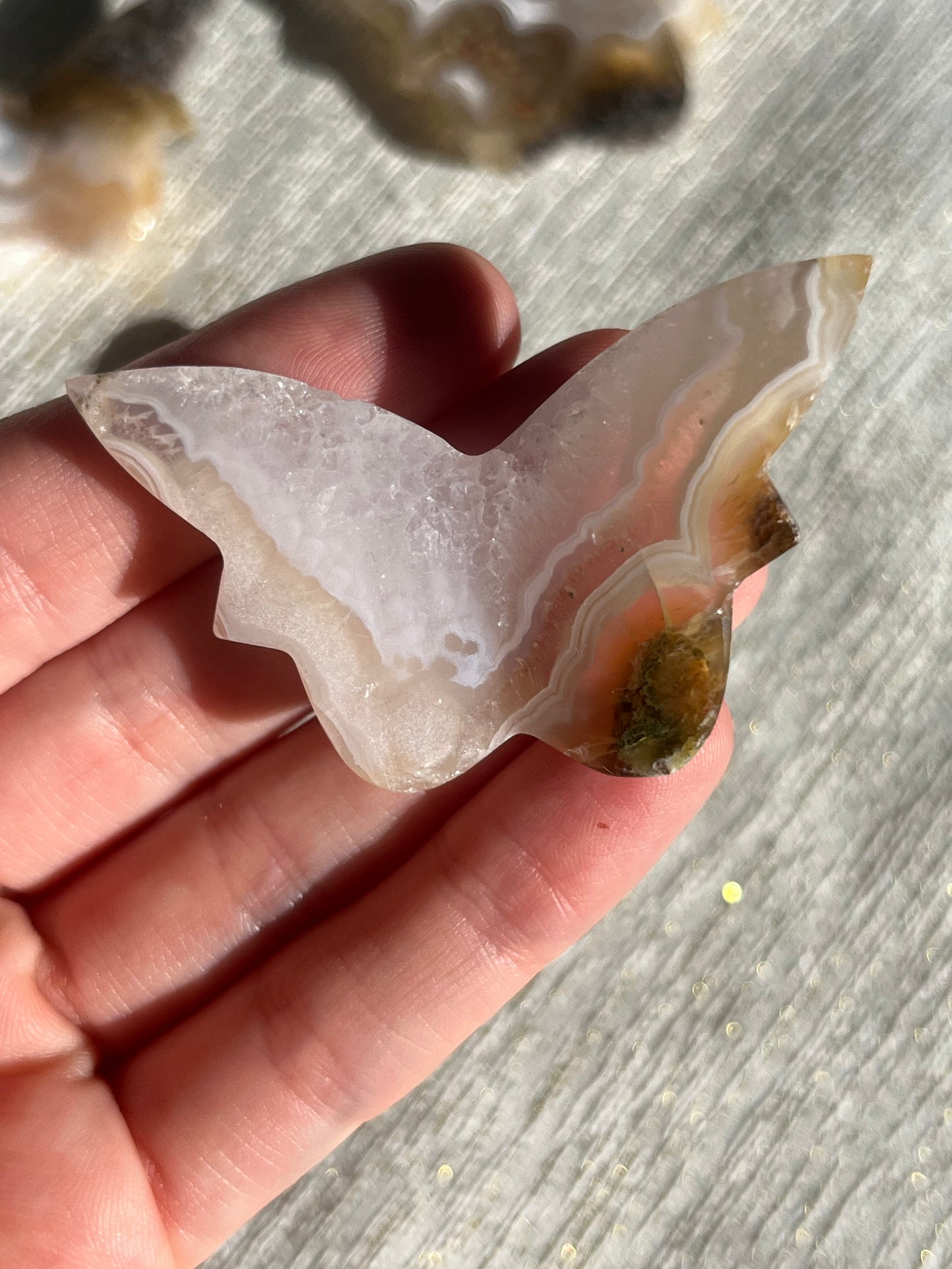 Nebula Agate 3D Butterfly Carvings Lot C (4 pieces)
