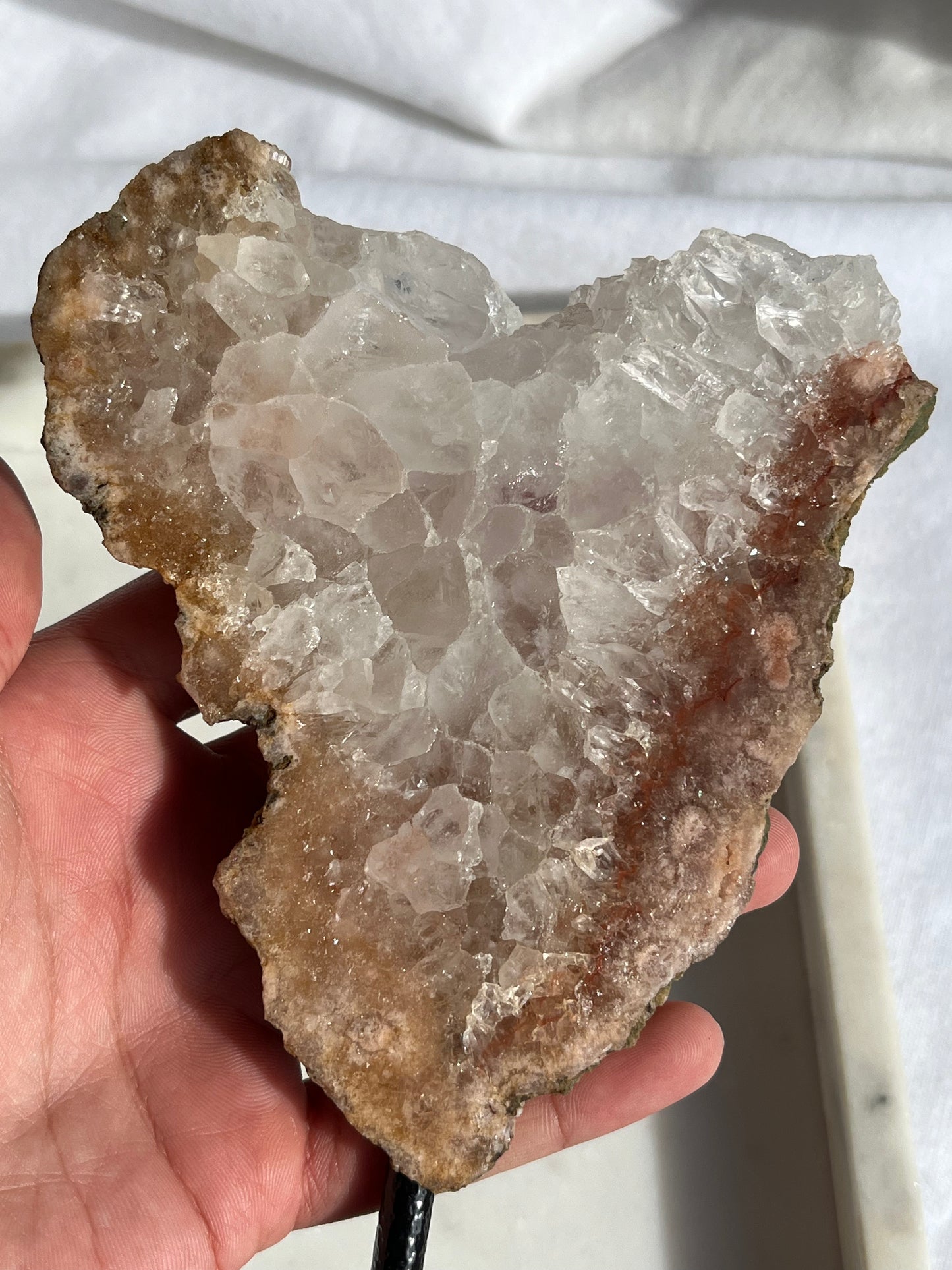 Pink Amethyst Slab on Black Metal Stand