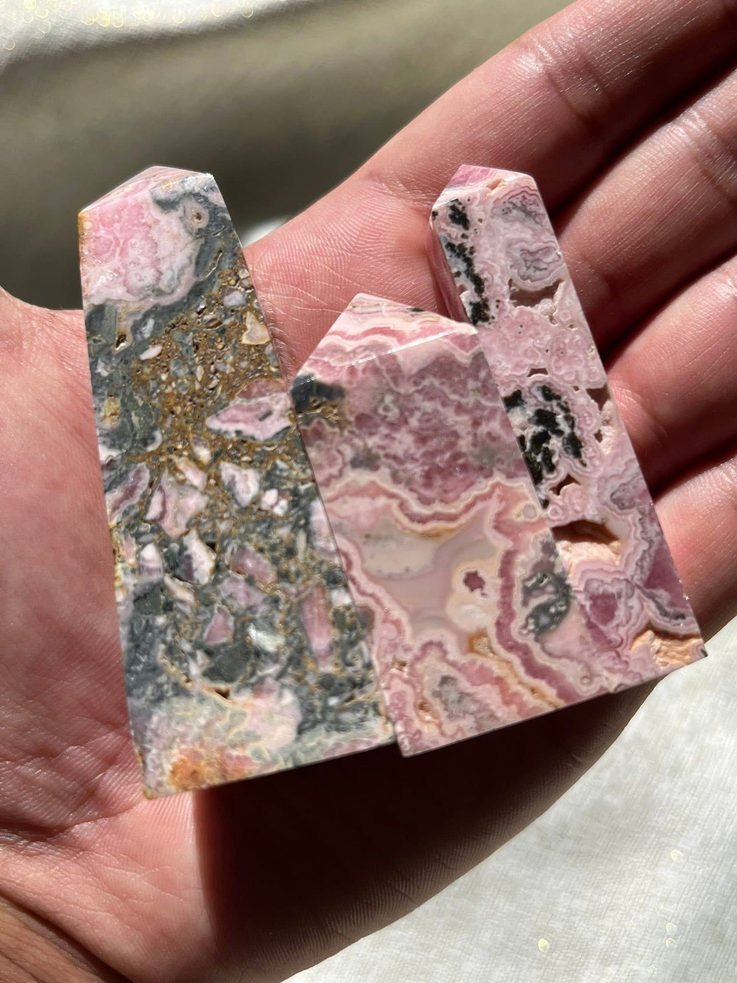 Rhodochrosite Tower Lot Q (3 Pieces)
