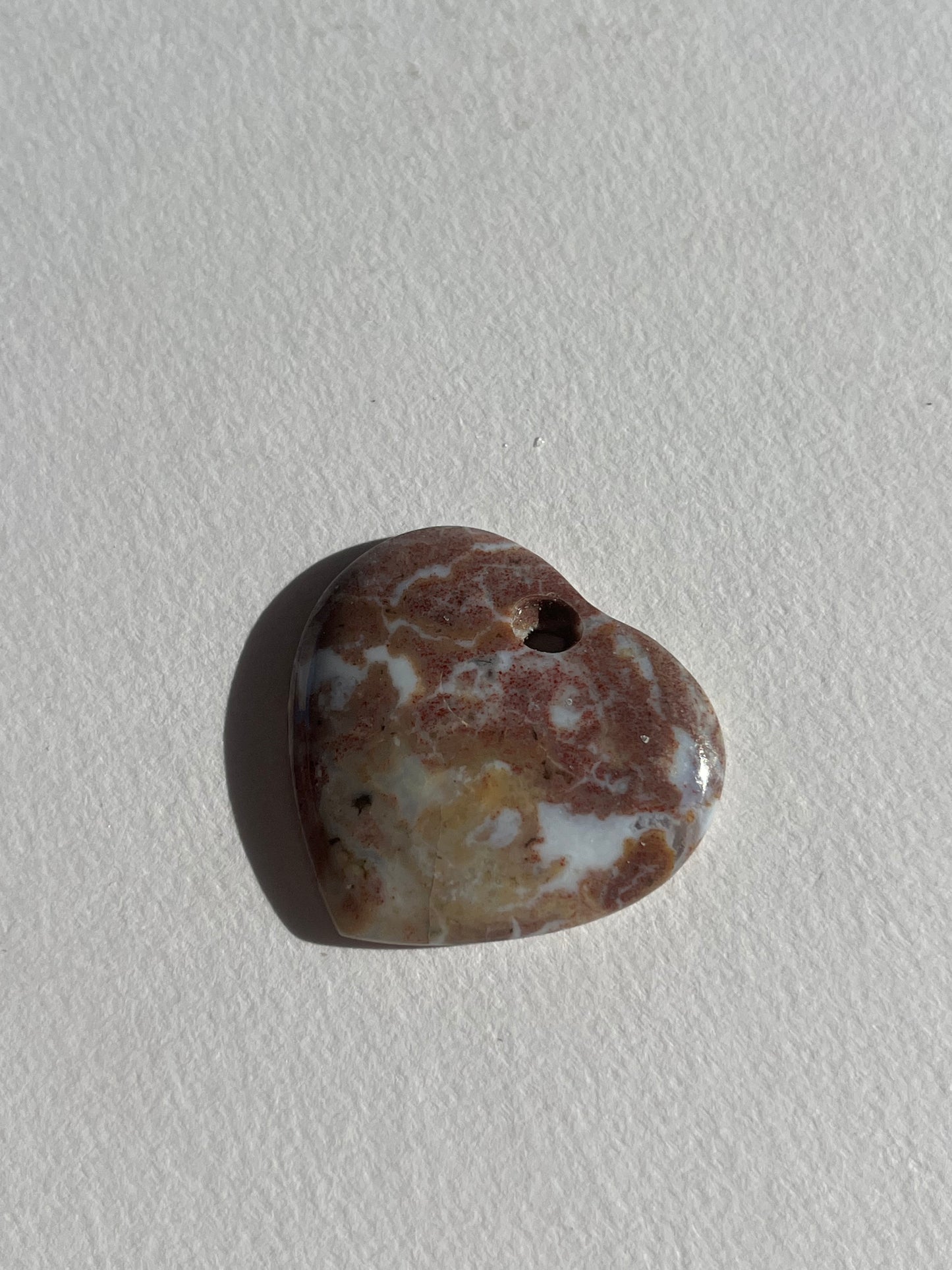 Pastel Pink Sea Jasper Drilled Heart Pendant