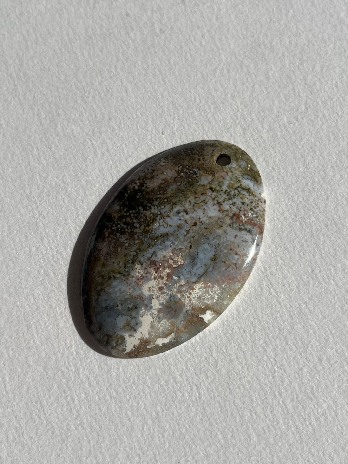 Pastel Sea Jasper Drilled Oval Pendant