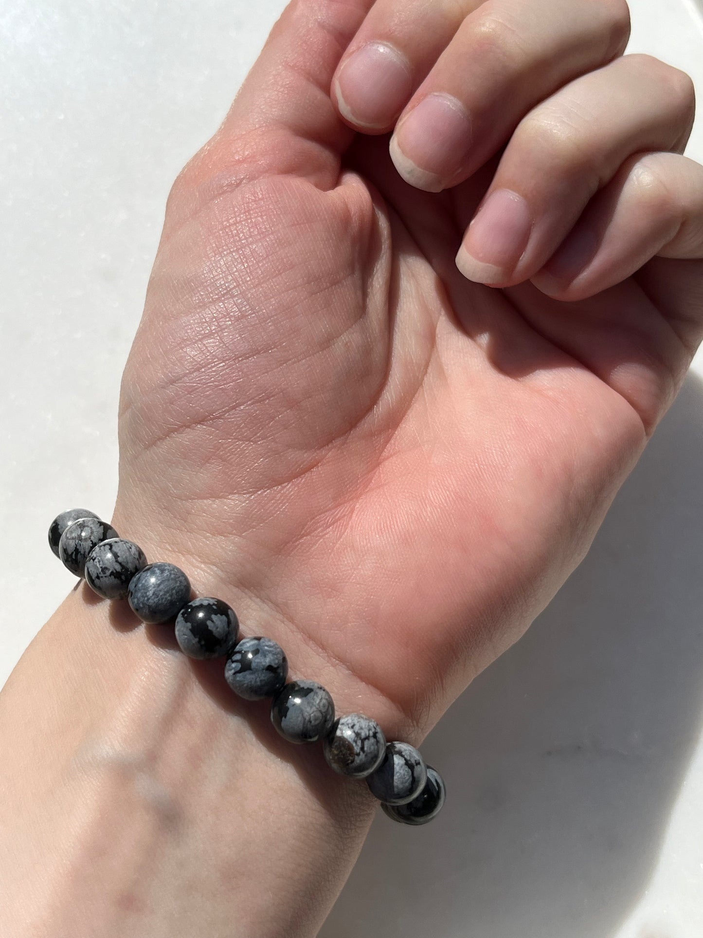 Snowflake Obsidian 8mm Bead Bracelet