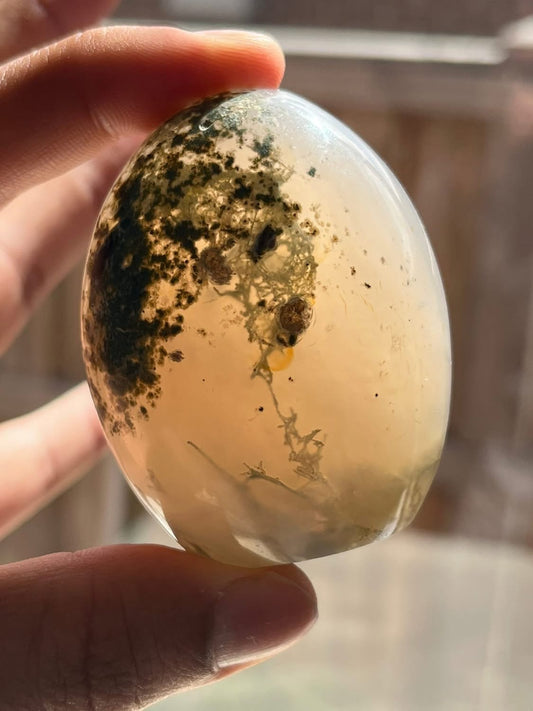 Indonesian Green Moss in Chalcedony Freeform