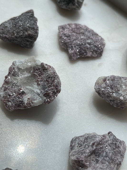 Lepidolite & Quartz Raw Stones (250g pack)