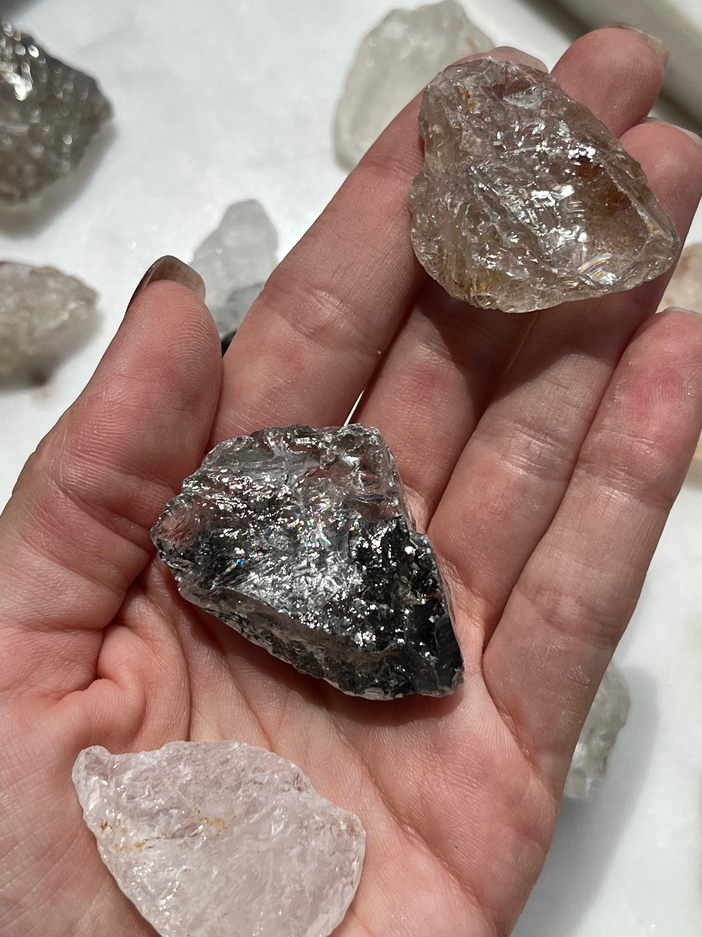 Included Smokey & Clear Quartz Raw Stones (250g Pack)