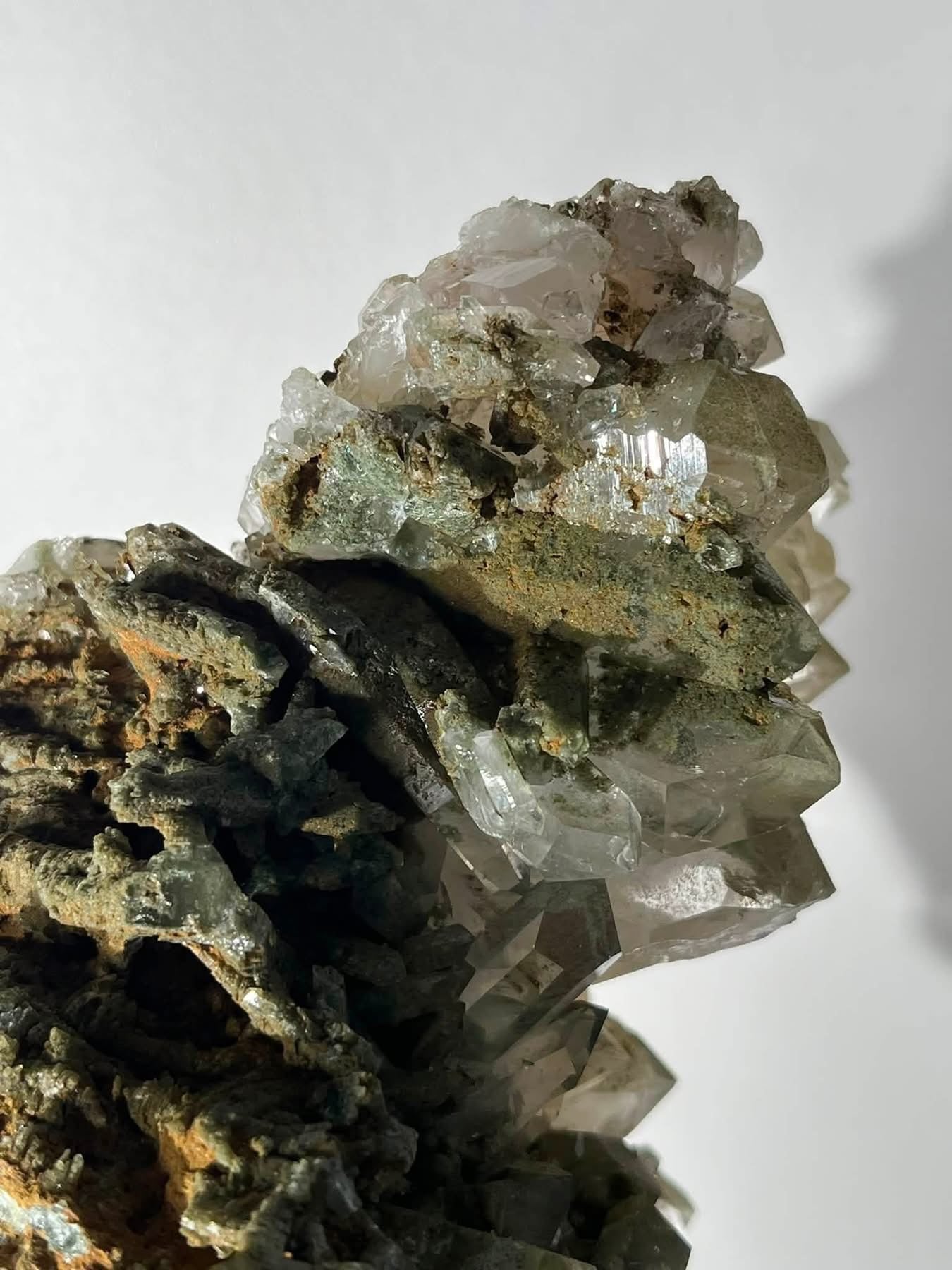 Self Standing Faden Chlorite Garden Quartz Cluster with Chlorite Phantoms Specimen B
