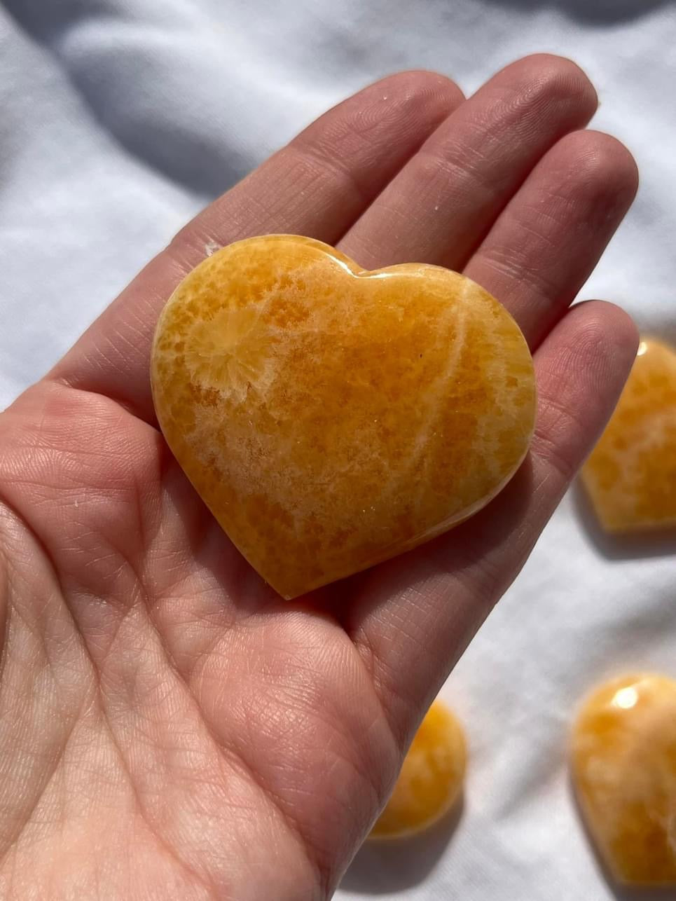 Argentinian Orange Calcite Heart Carving
