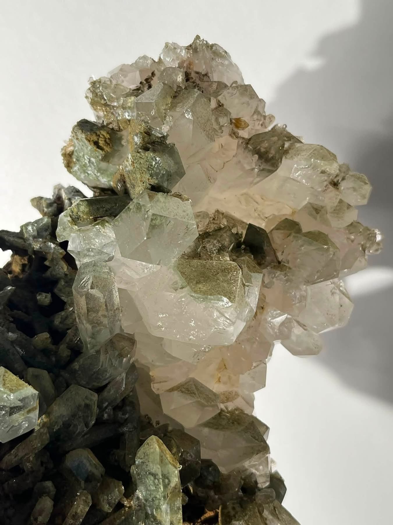 Self Standing Faden Chlorite Garden Quartz Cluster with Chlorite Phantoms Specimen B