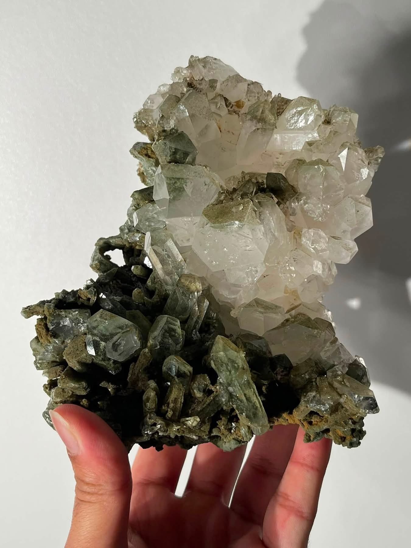 Self Standing Faden Chlorite Garden Quartz Cluster with Chlorite Phantoms Specimen B