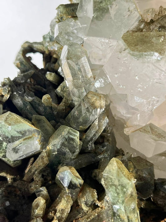 Self Standing Faden Chlorite Garden Quartz Cluster with Chlorite Phantoms Specimen B