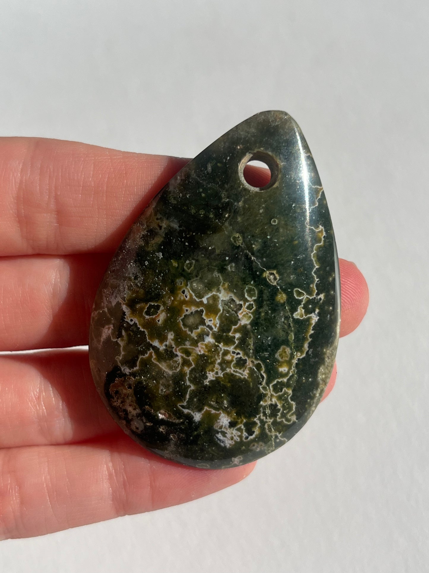 7th Vein Ocean Jasper Teardrop Drilled Pendant