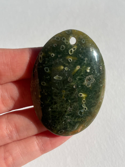 7th Vein Ocean Jasper Oval Drilled Pendant A