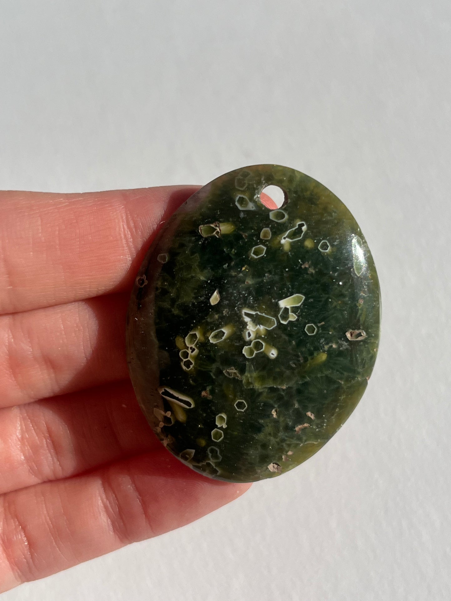 7th Vein Ocean Jasper Oval Drilled Pendant B