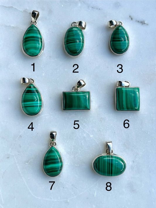 A Grade Malachite Pendants (925 Sterling Silver)