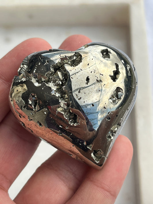 A Grade Peruvian Druzy Pyrite Heart 01