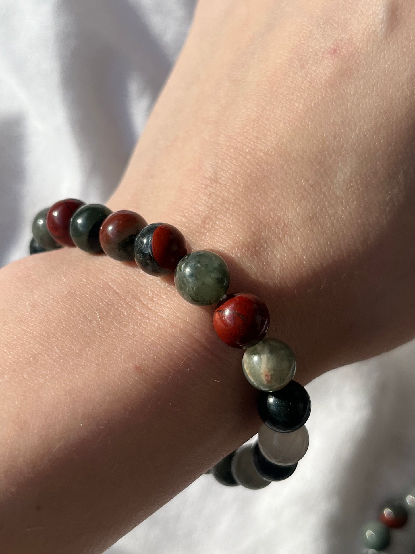 African Bloodstone 8mm Bead Bracelet