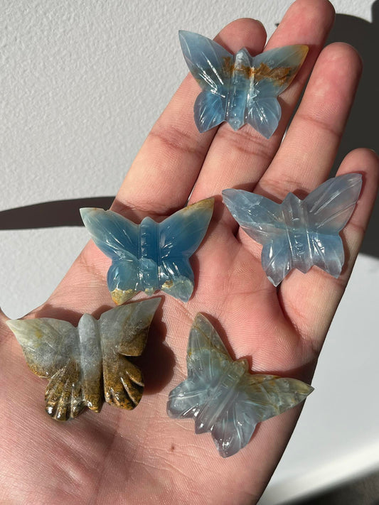 Blue Calcite Butterfly Carvings (Pack of 5)