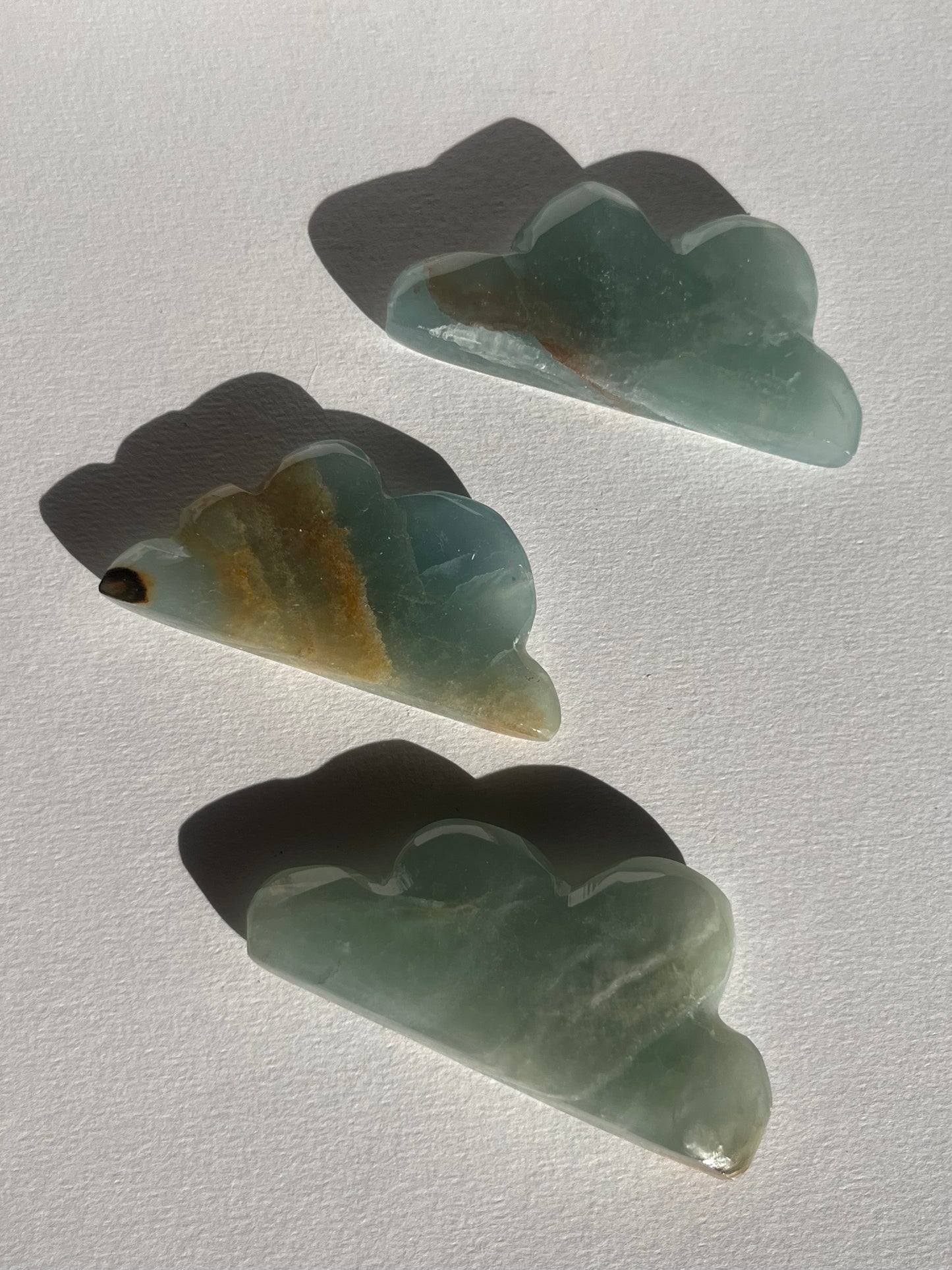 Argentinian Blue Calcite Cloud Carvings (Set of 3 Pieces)