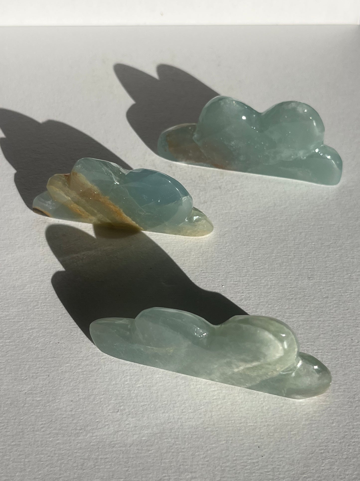 Argentinian Blue Calcite Cloud Carvings (Set of 3 Pieces)