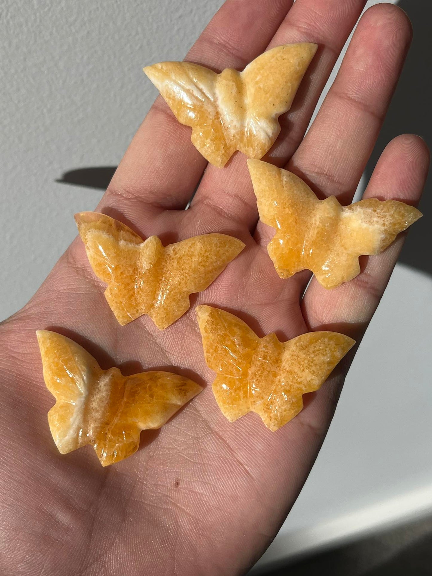 Orange Calcite Butterfly Carvings (Pack of 5)