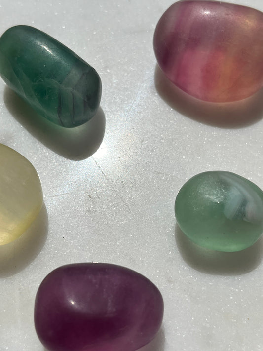 Multicoloured Chunky Fluorite Tumbled Stones (250g Pack)