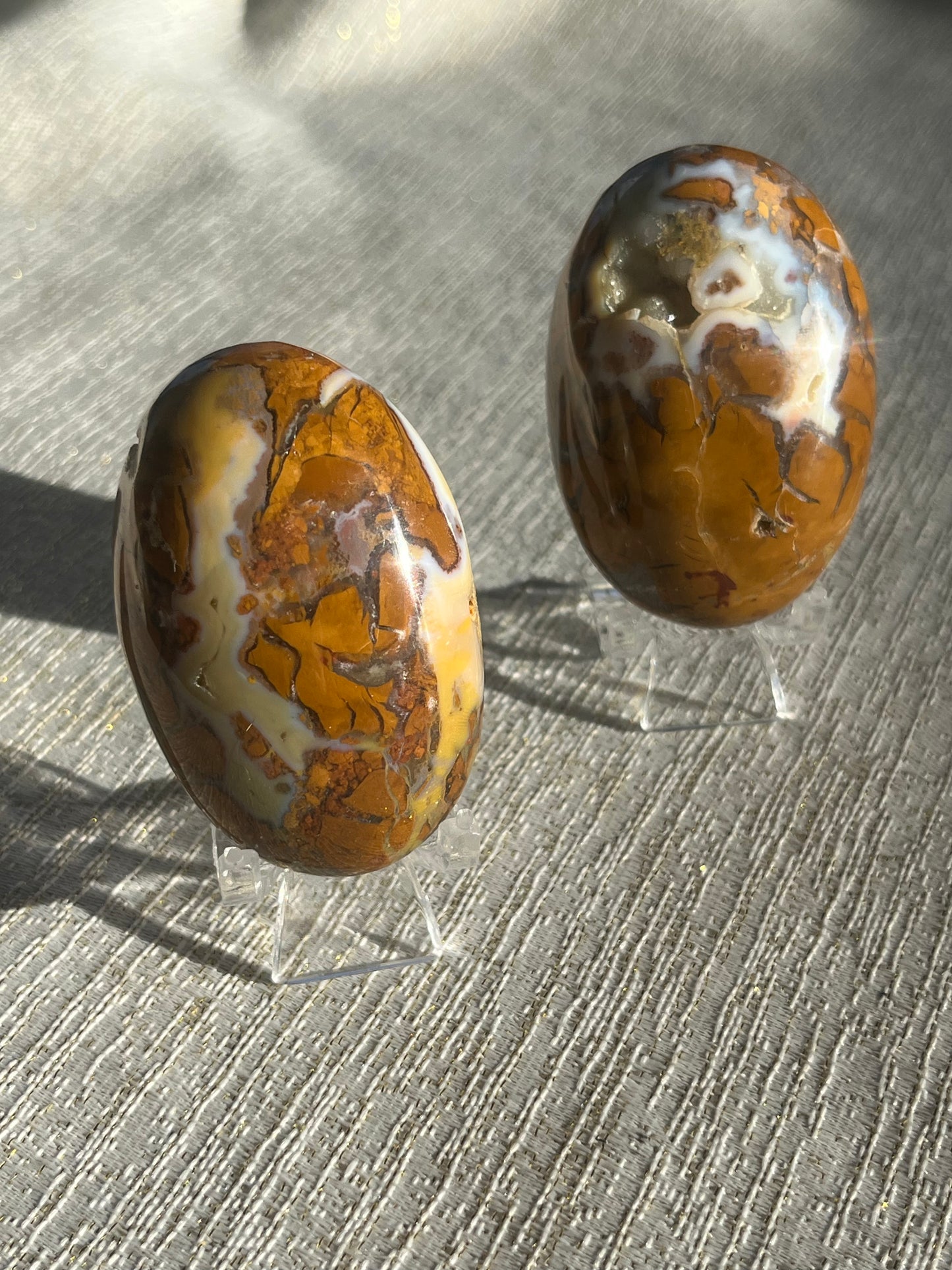 Brecciated Jasper Large Puffy Oval Palmstone Set (2 pieces)