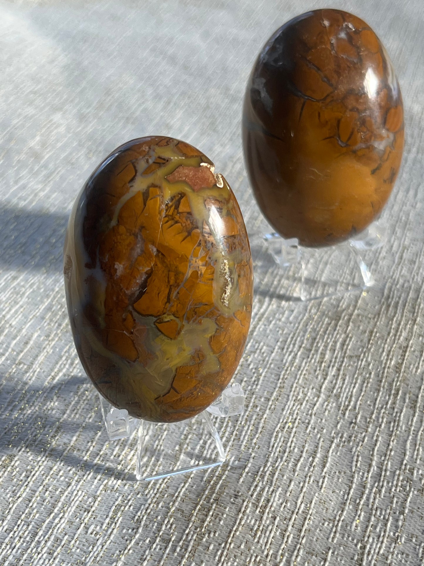 Brecciated Jasper Large Puffy Oval Palmstone Set (2 pieces)