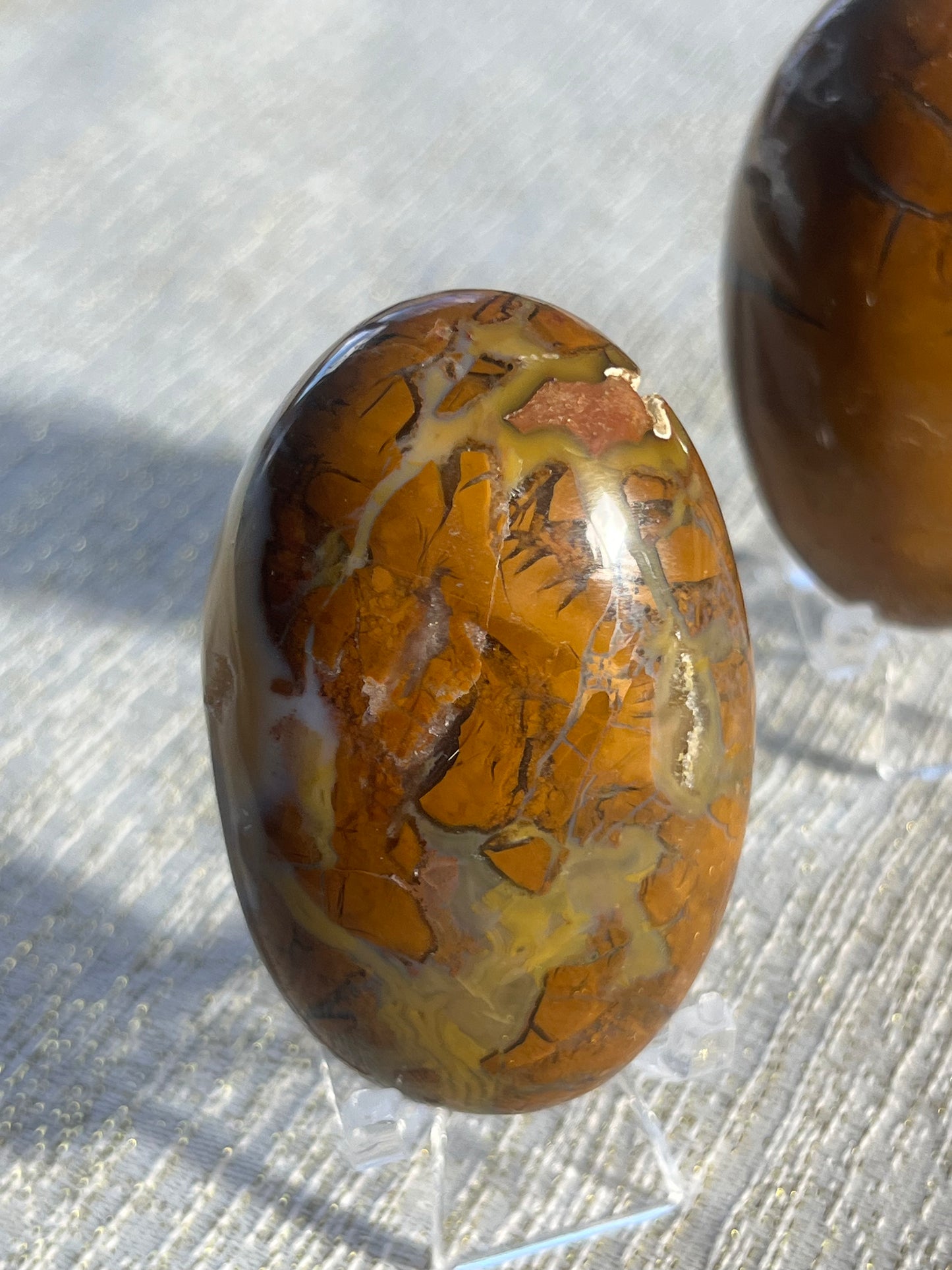 Brecciated Jasper Large Puffy Oval Palmstone Set (2 pieces)