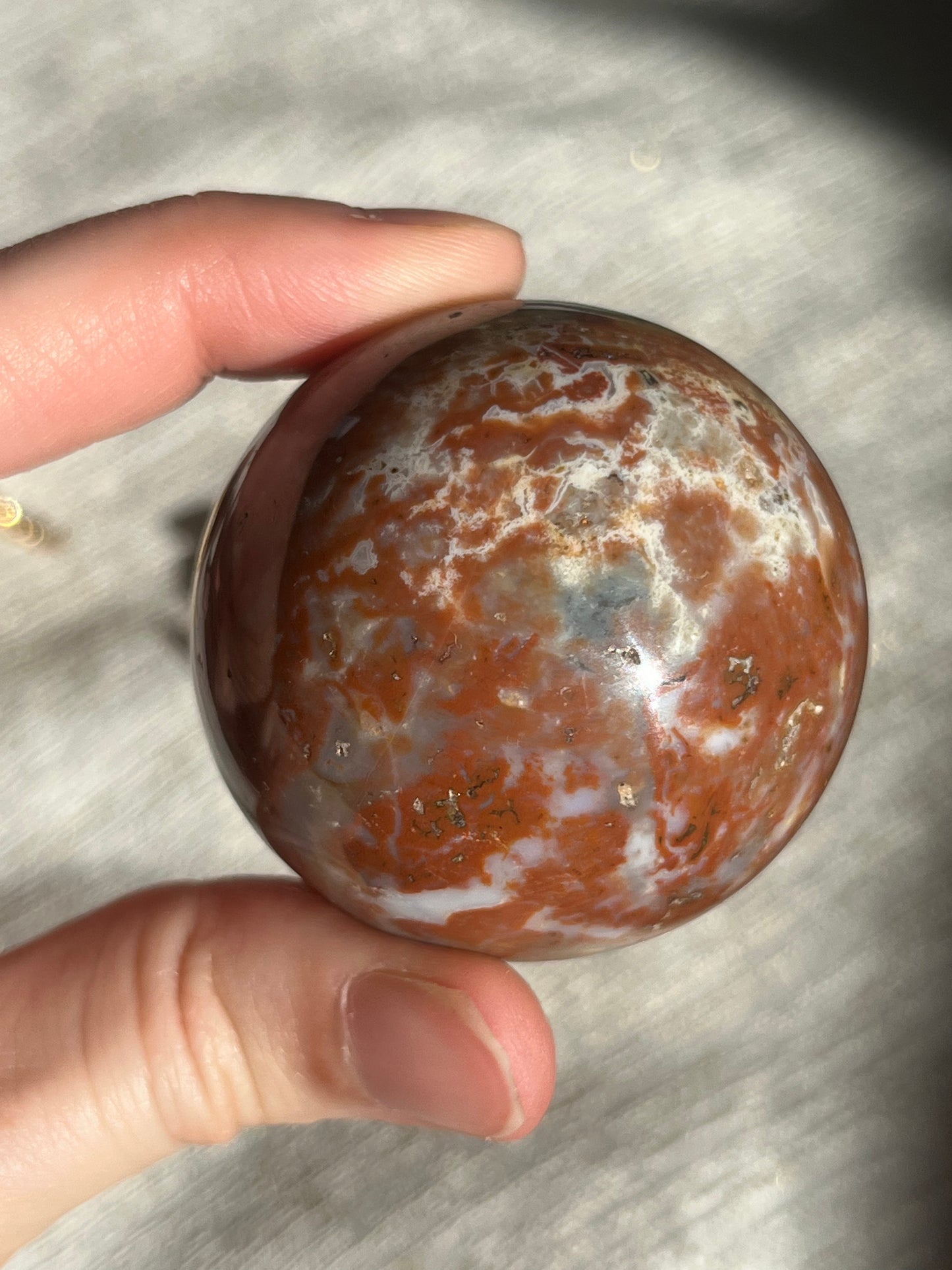 Brecciated Jasper and Red Moss Sphere Set (2 spheres)
