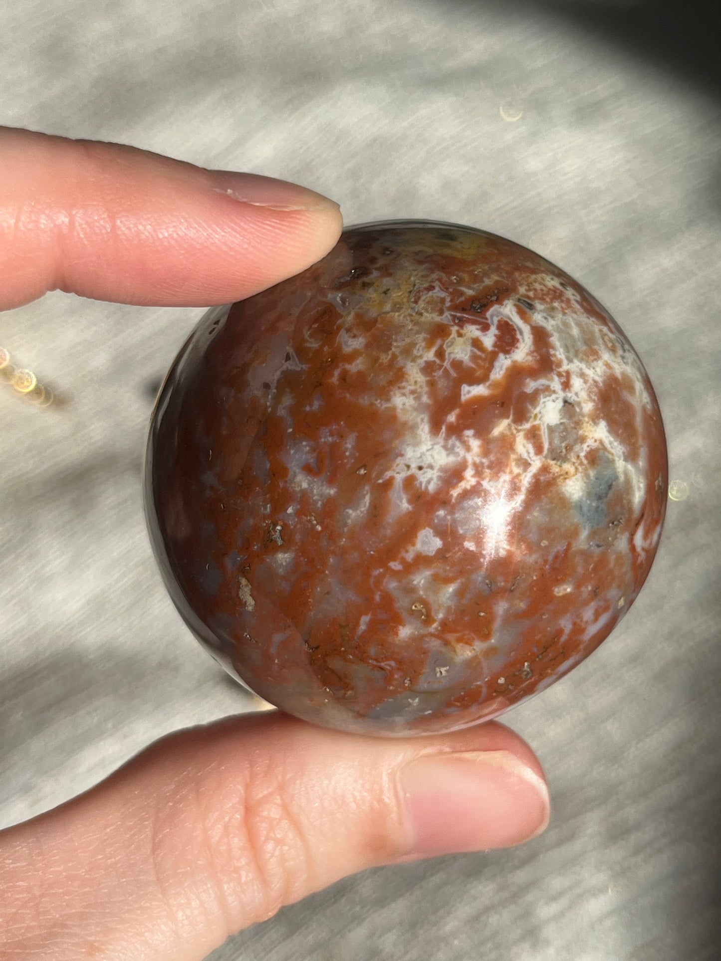 Brecciated Jasper and Red Moss Sphere Set (2 spheres)