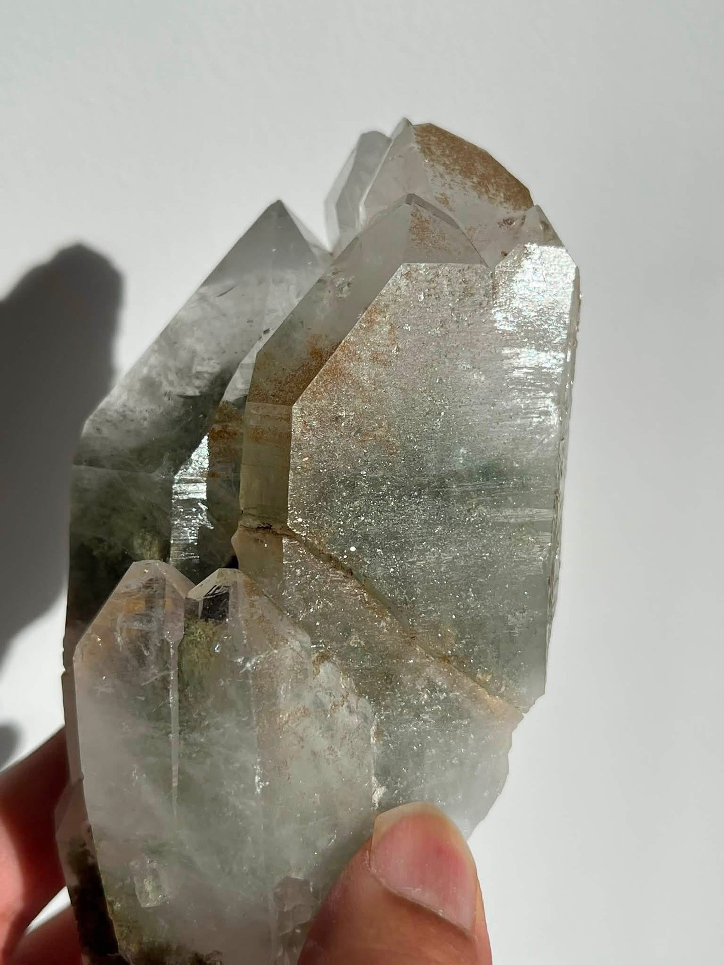 Self Healed Chlorite Garden Quartz Specimen with Druzy Quartz Coating D
