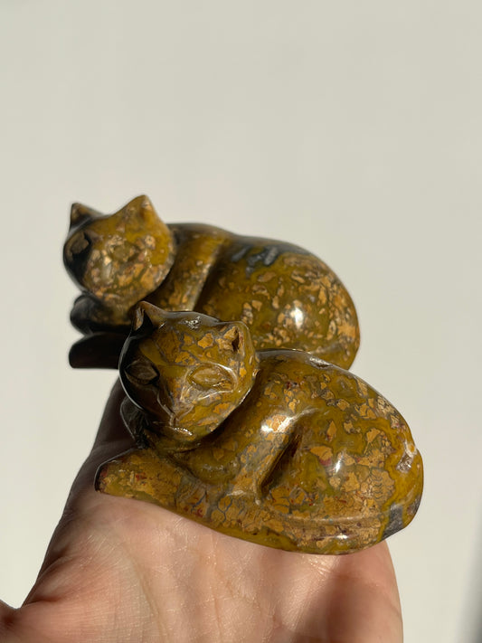 Cotton Candy Agate Cat Carvings C