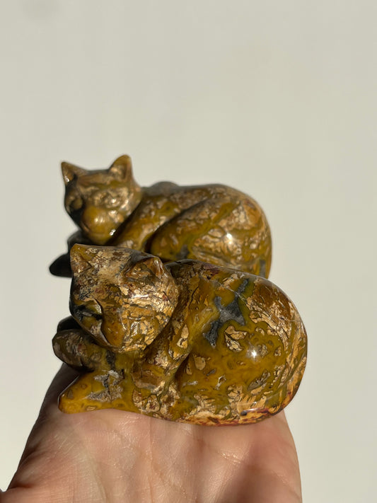 Cotton Candy Agate Cat Carvings D
