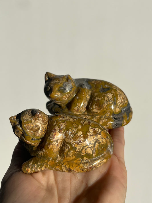 Cotton Candy Agate Cat Carvings E