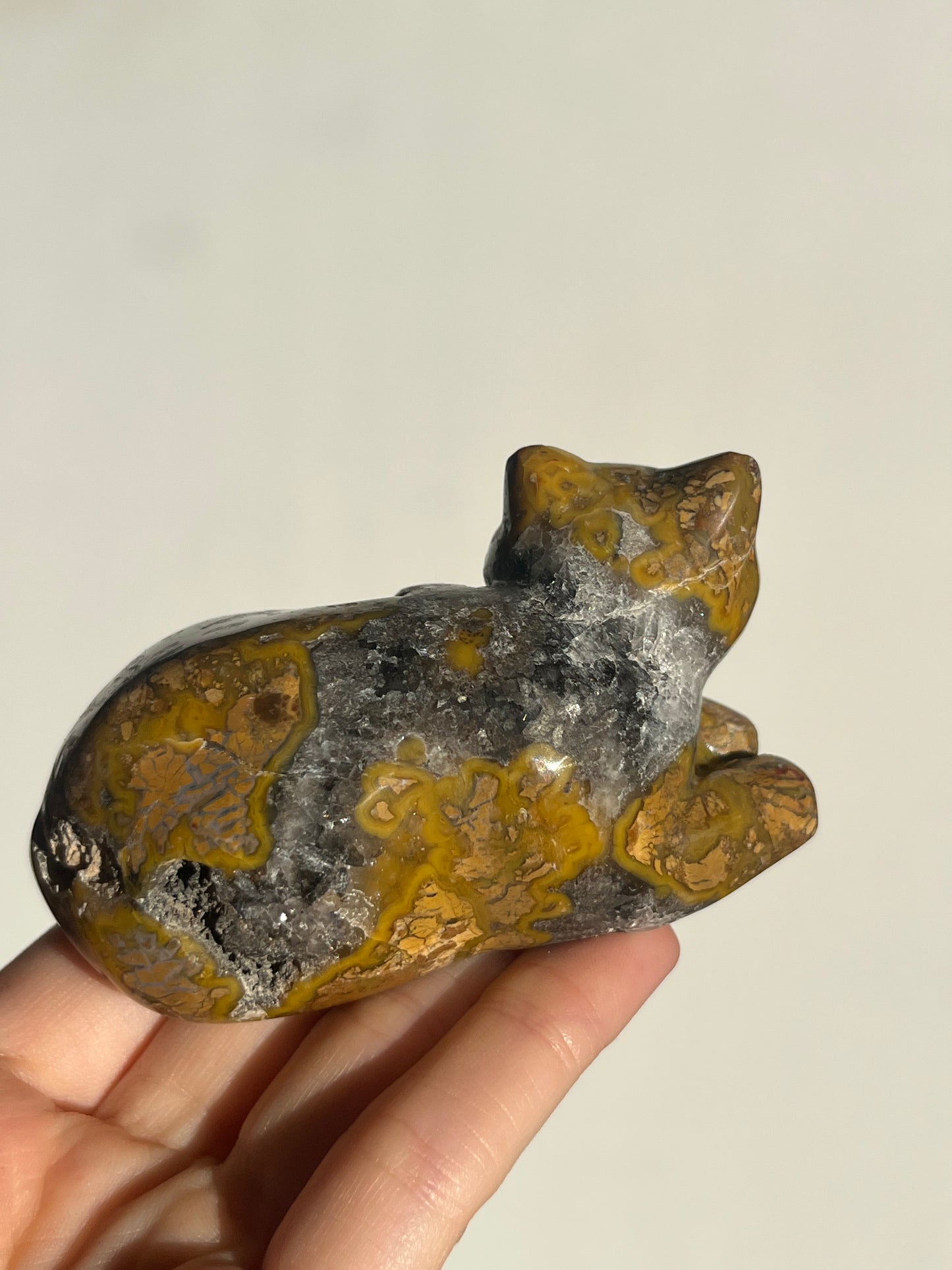 Cotton Candy Agate Cat Carvings E