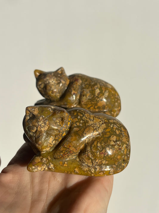 Cotton Candy Agate Cat Carvings G