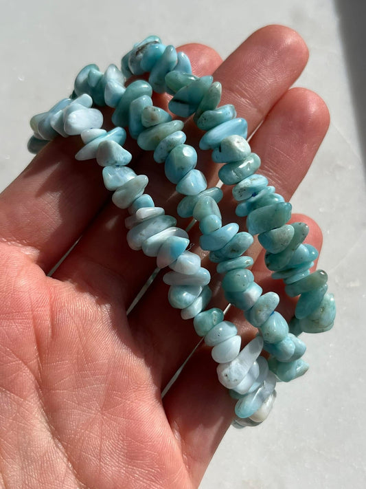 Larimar Smooth Chip Bead Bracelet