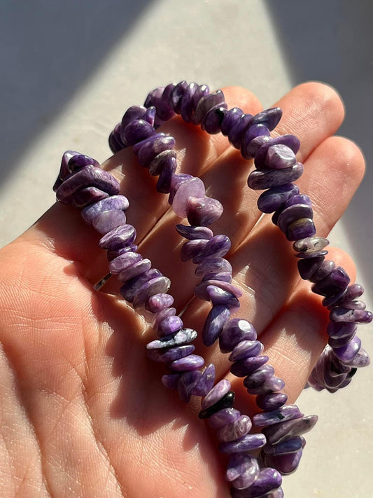Charoite Smooth Bead Bracelet