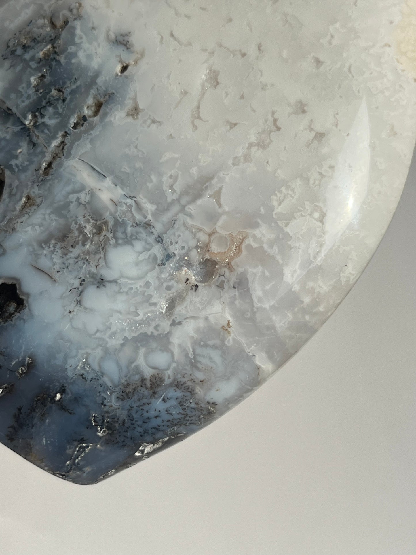 Druzy Dendritic Snow Agate Flame Carvings (Set of 2 pieces)