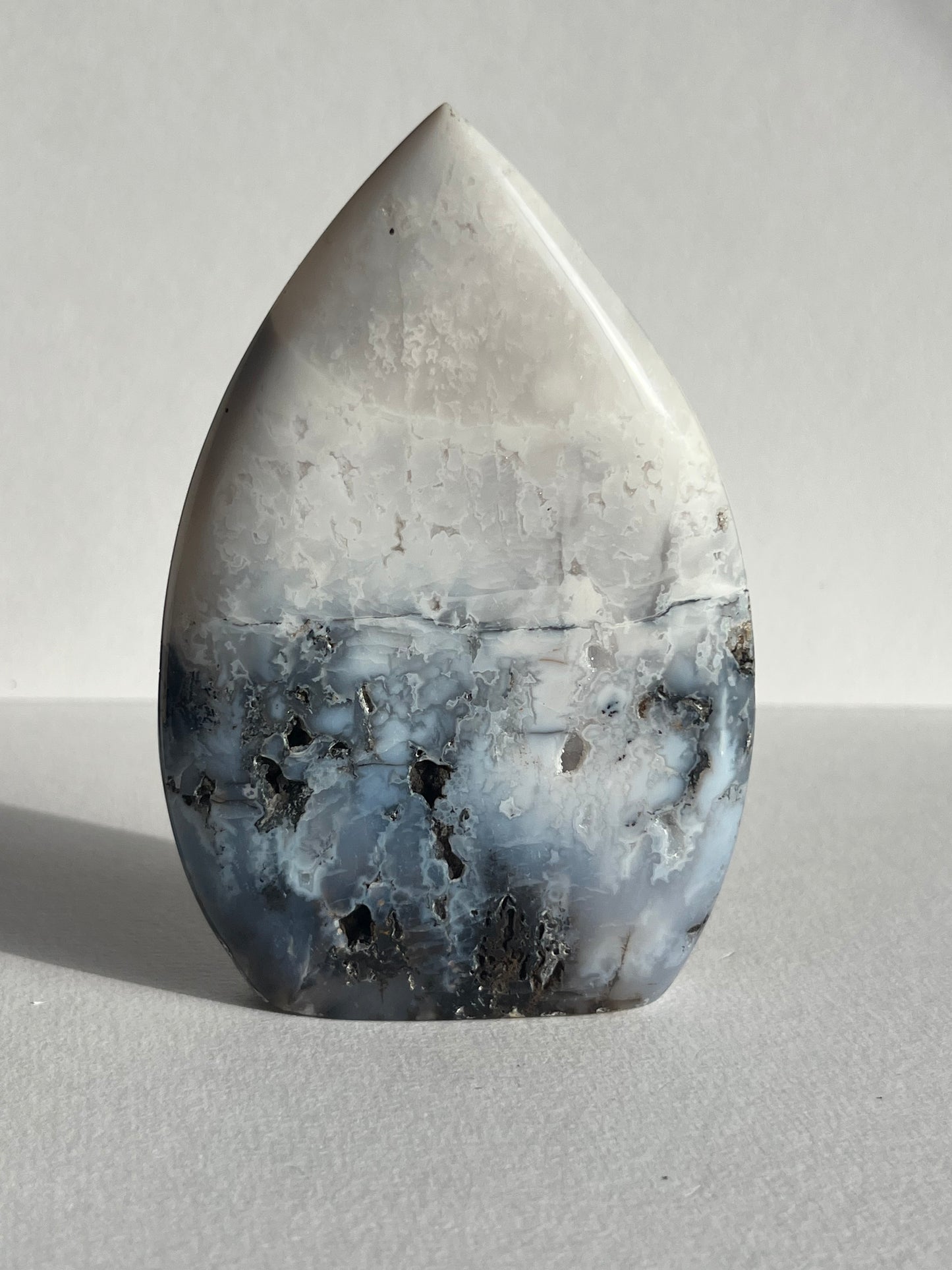 Druzy Dendritic Snow Agate Flame Carvings (Set of 2 pieces)