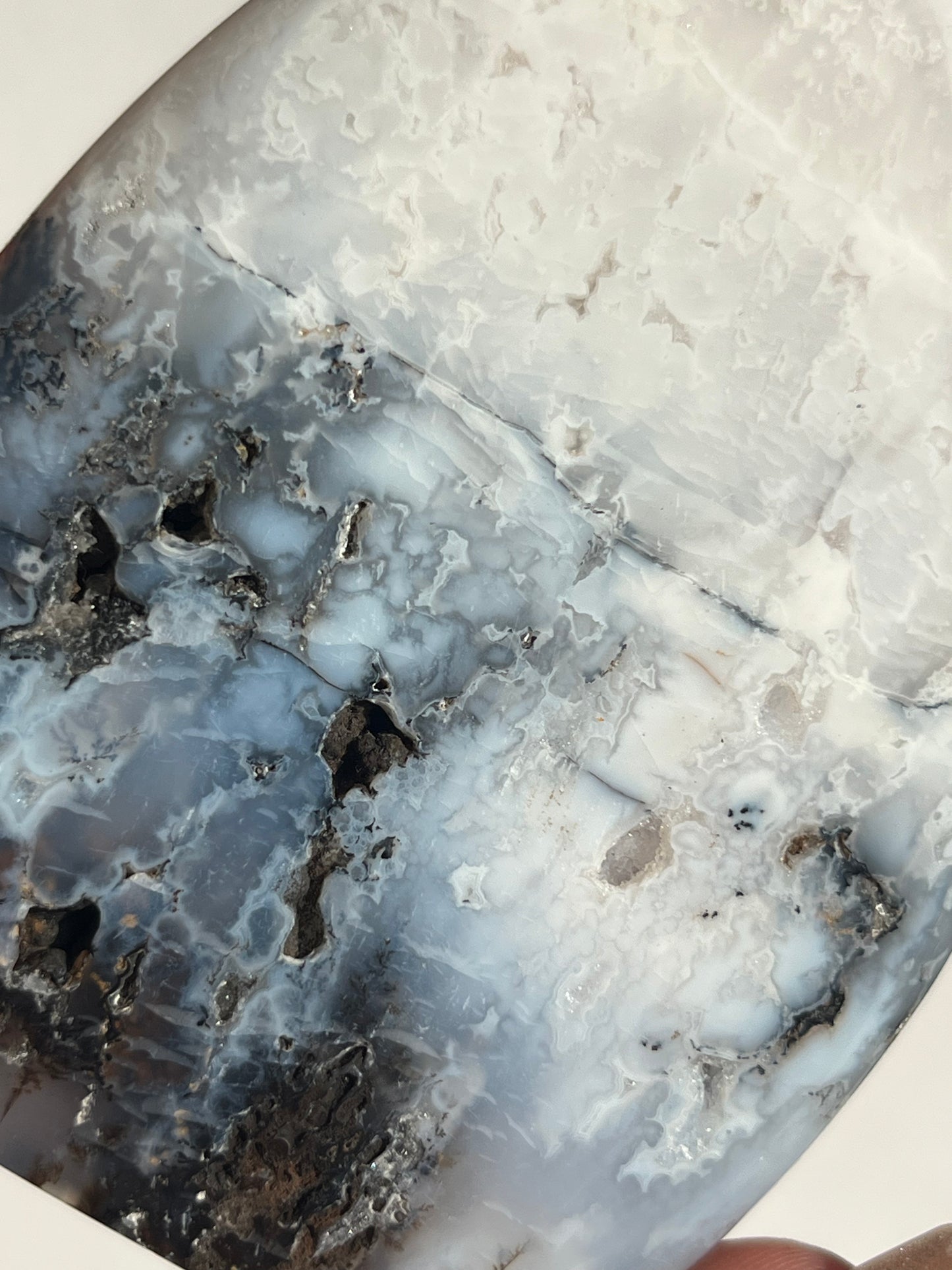 Druzy Dendritic Snow Agate Flame Carvings (Set of 2 pieces)
