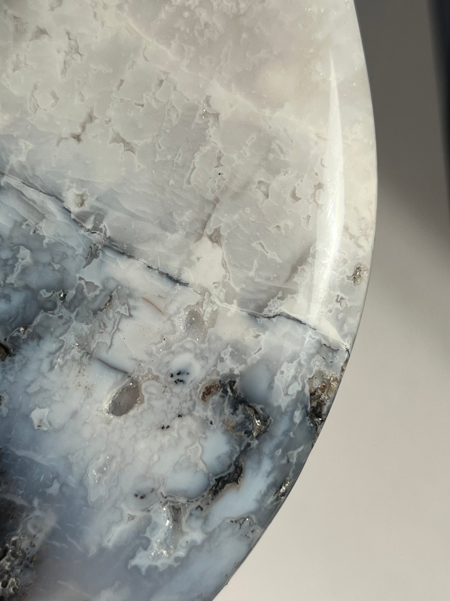 Druzy Dendritic Snow Agate Flame Carvings (Set of 2 pieces)