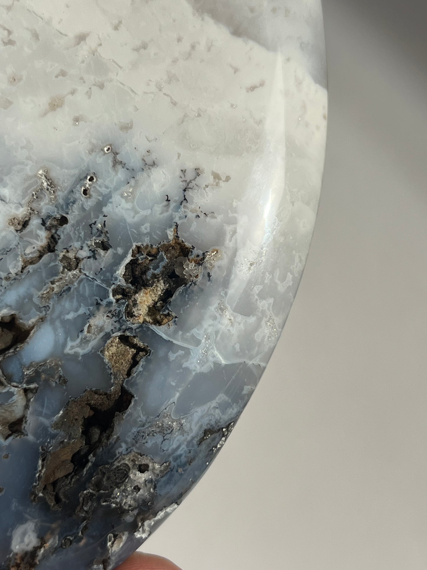 Druzy Dendritic Snow Agate Flame Carvings (Set of 2 pieces)