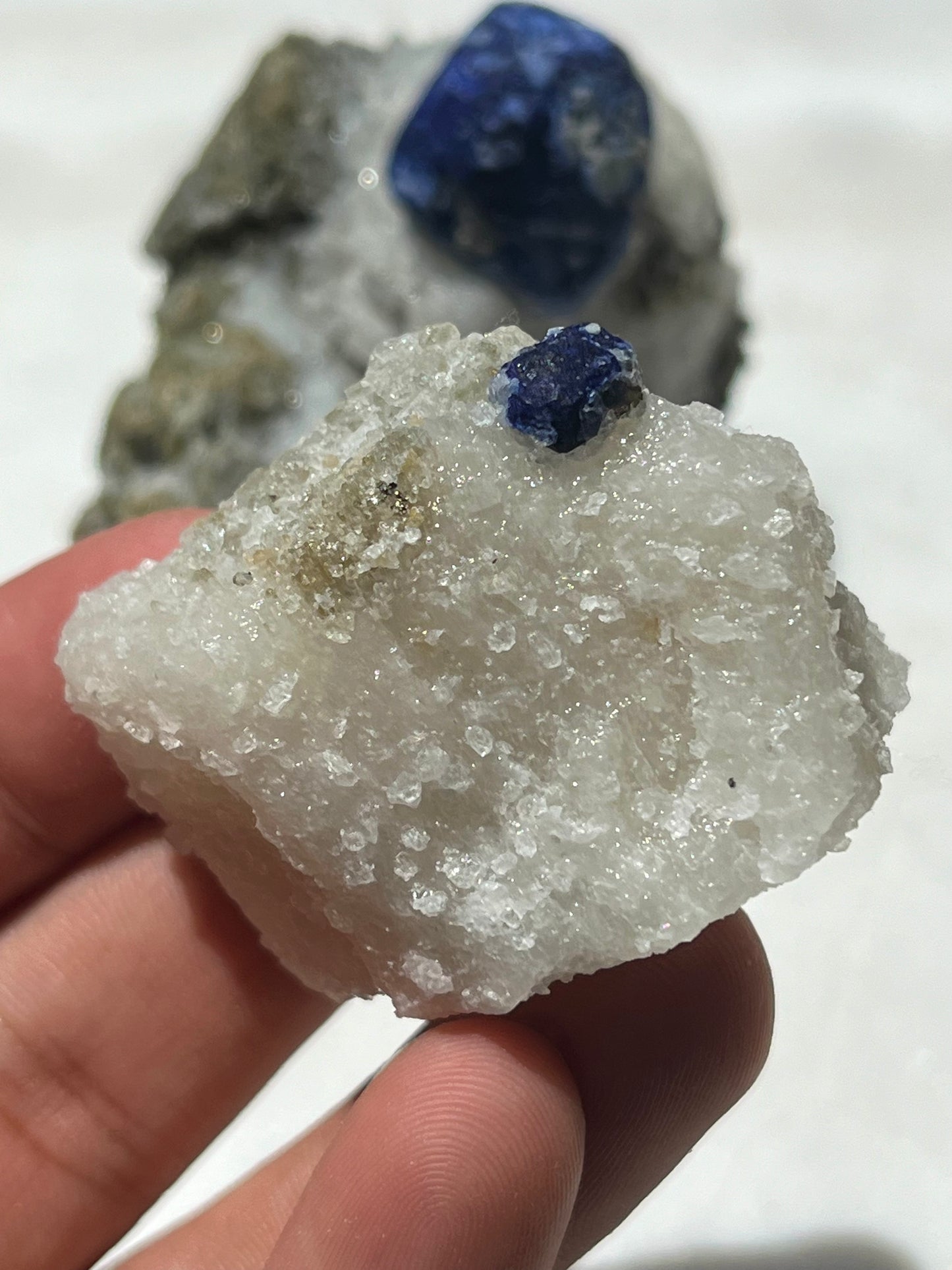 Lazurite specimen on white marble matrix w/ pyrite  (Quality 1) - Lot 2